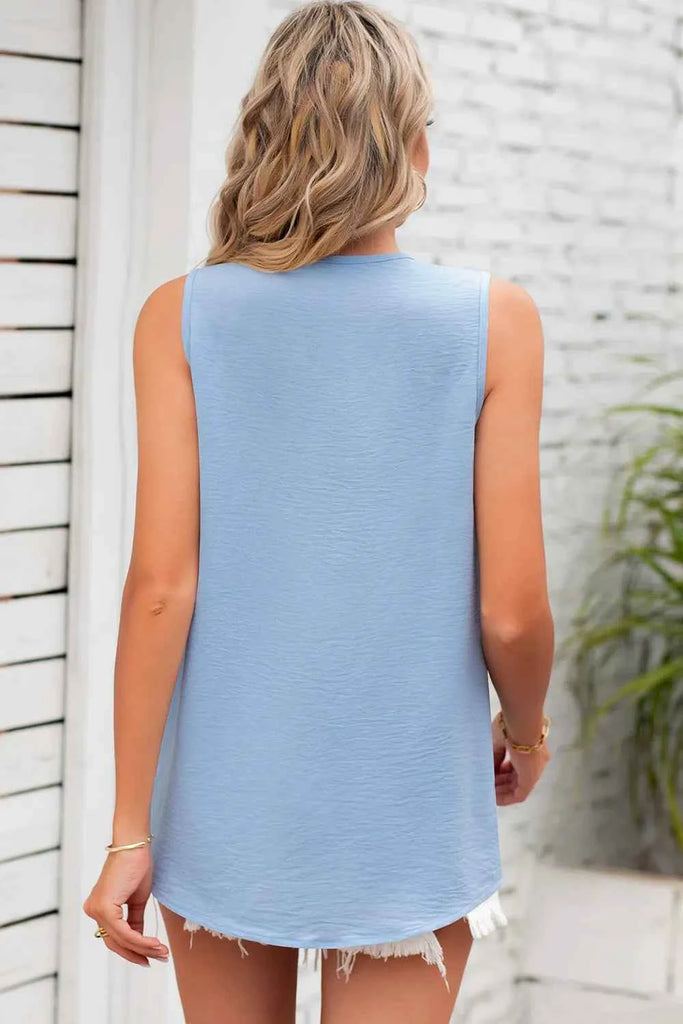 Texture V-Neck Sleeveless Top for Effortless Style and Comfort