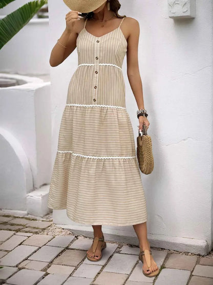Striped V-Neck Cami Dress