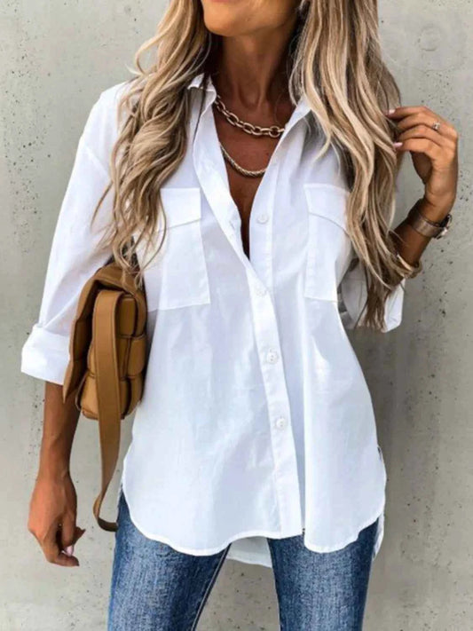 Button Up Roll-Tab Sleeve Shirt