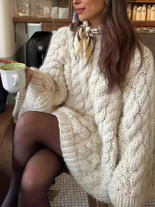 Cable Knit Round Neck Sweater