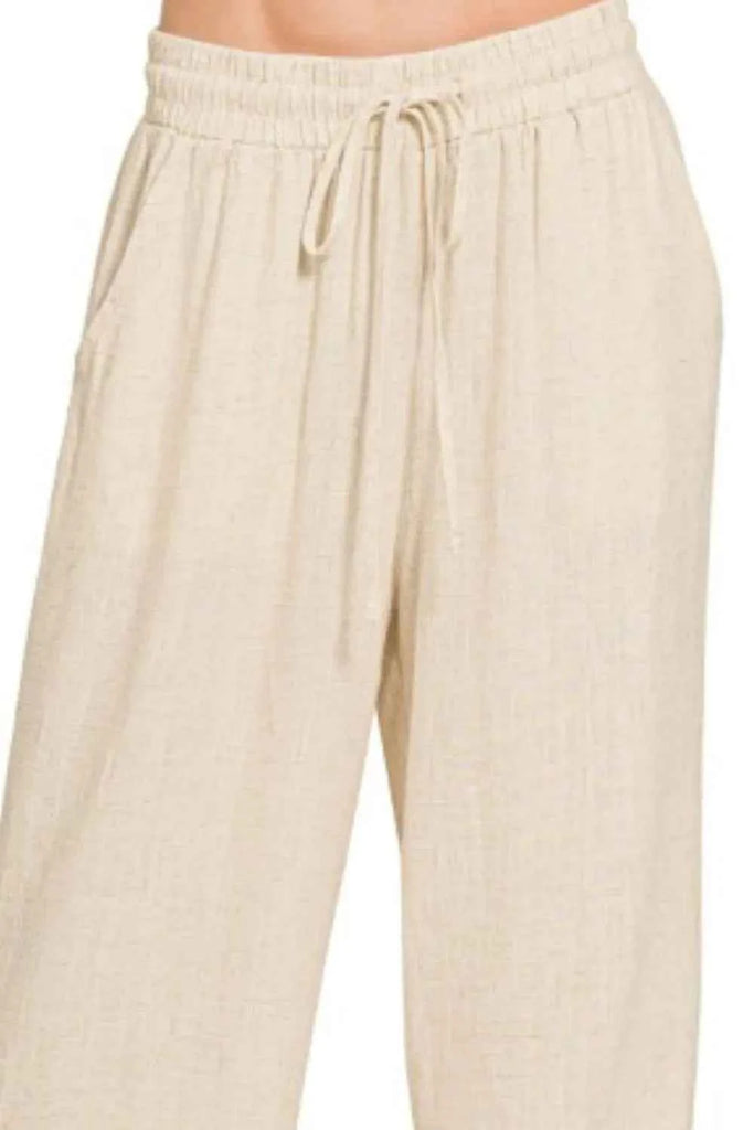 Zenana Linen Pants - Stylish and Comfortable Drawstring Trousers