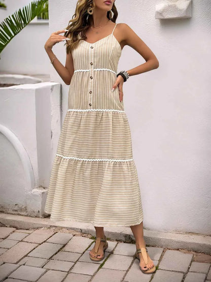 Striped V-Neck Cami Dress