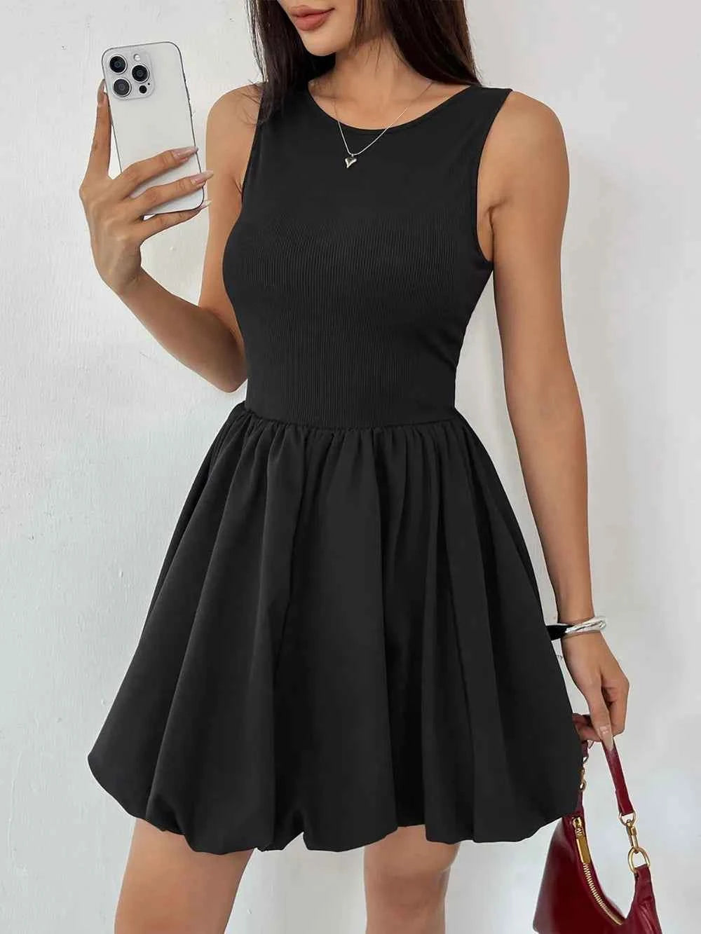 Perfee Ruched Sleeveless Mini Dress