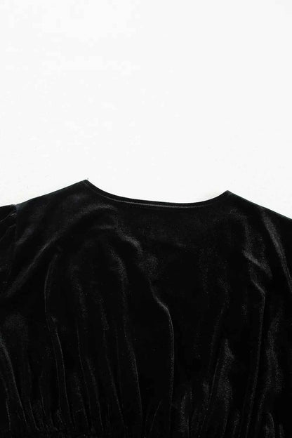 Surplice Long Sleeve Velvet Dress