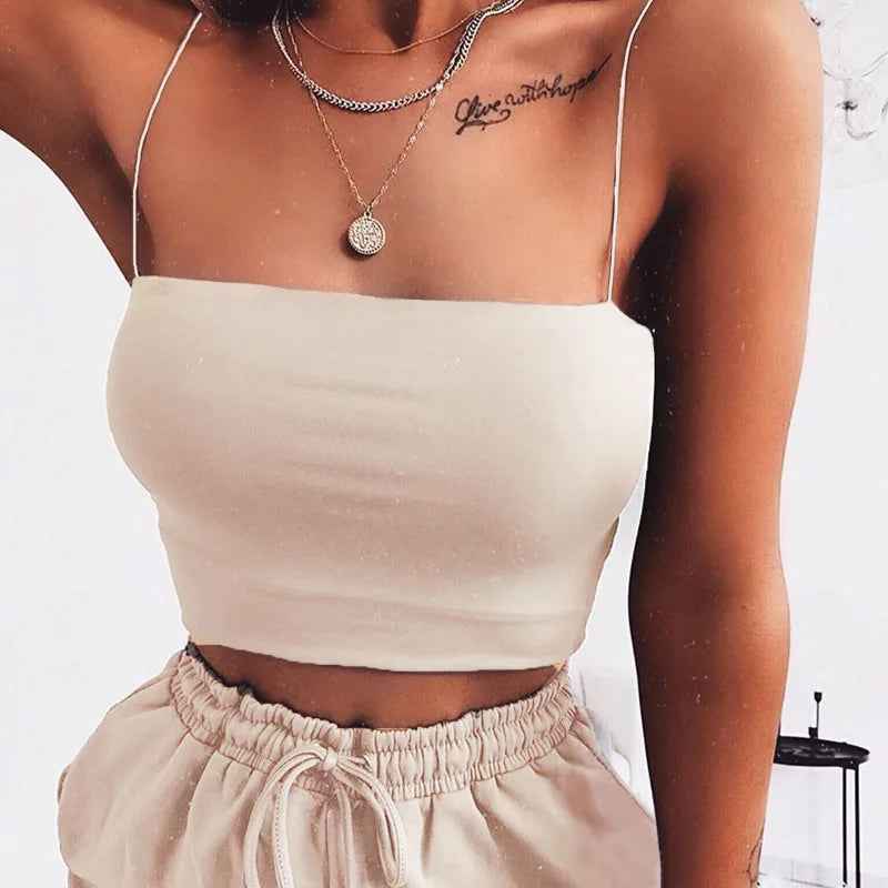 Women Spaghetti Strap Crop Top for Effortless Style and All-Day Comfort
