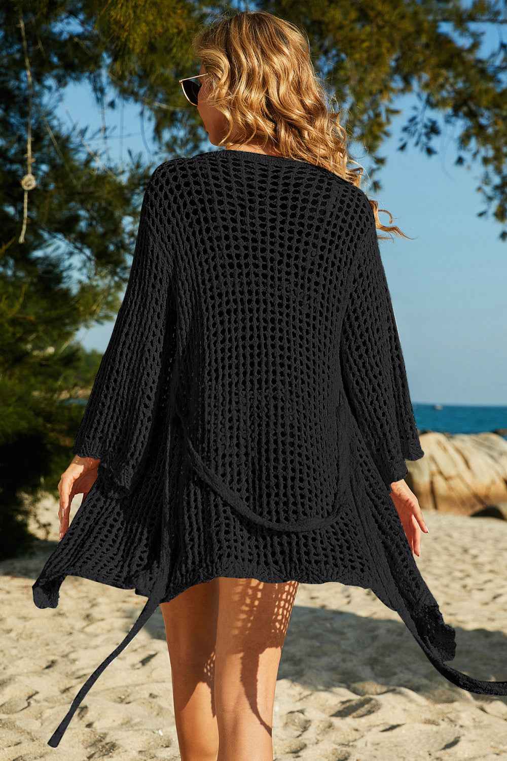 Tie-Waist Crochet Cover Up for Stylish Summer Layering