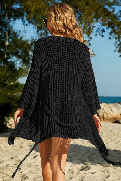 Tie-Waist Crochet Cover Up for Stylish Summer Layering