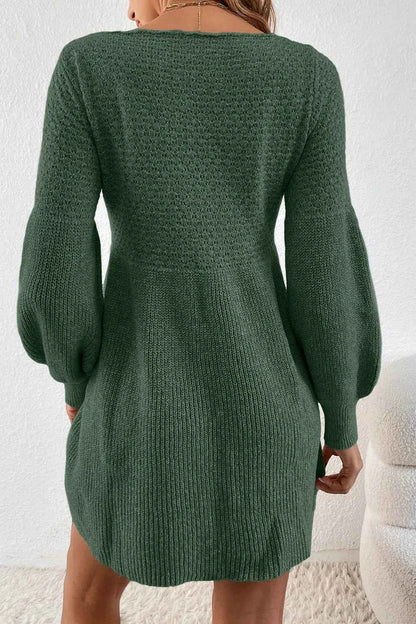 Round Neck Long Sleeve Mini Dress