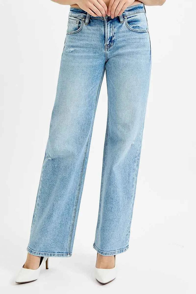 Risen Boyfriend Distressed Jeans - Full Size Low Rise Ankle Style