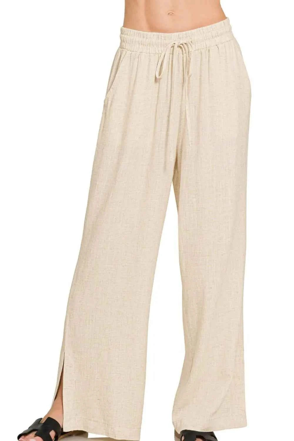 Zenana Linen Pants - Stylish and Comfortable Drawstring Trousers