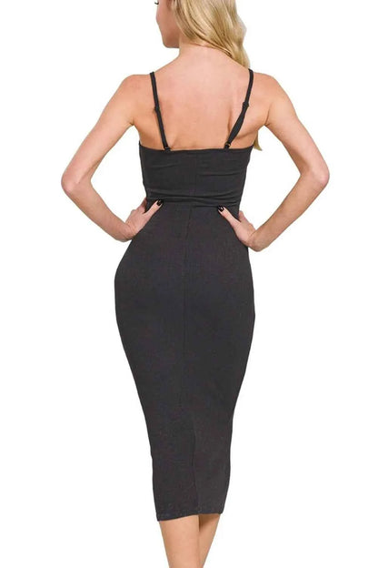 Zenana Ribbed Bodycon Midi Dress